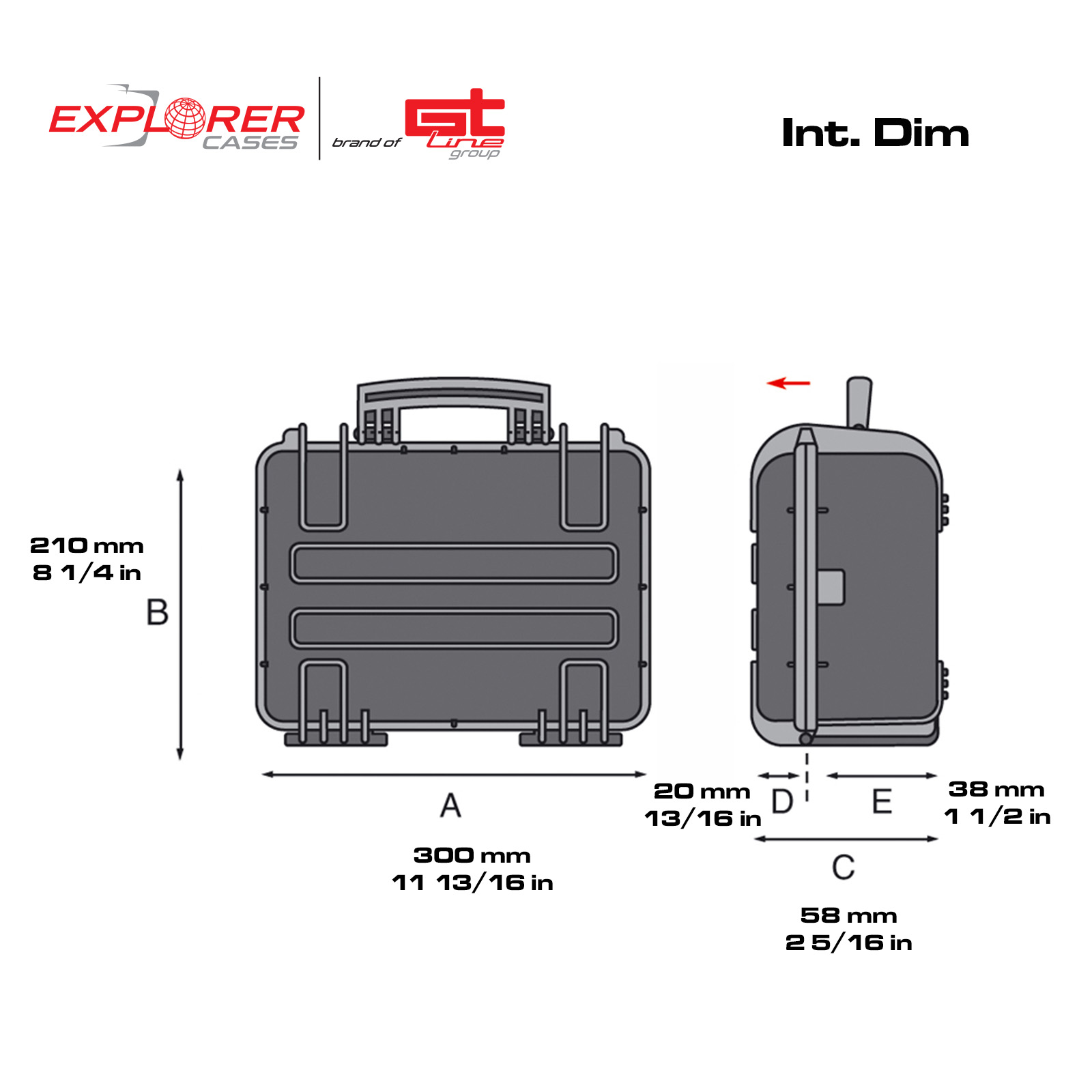 Explorer 3005B black legacy waterproof case dimensions