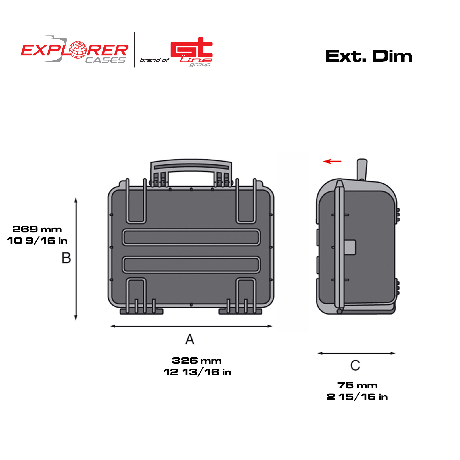 Explorer 3005B black legacy waterproof case dimensions