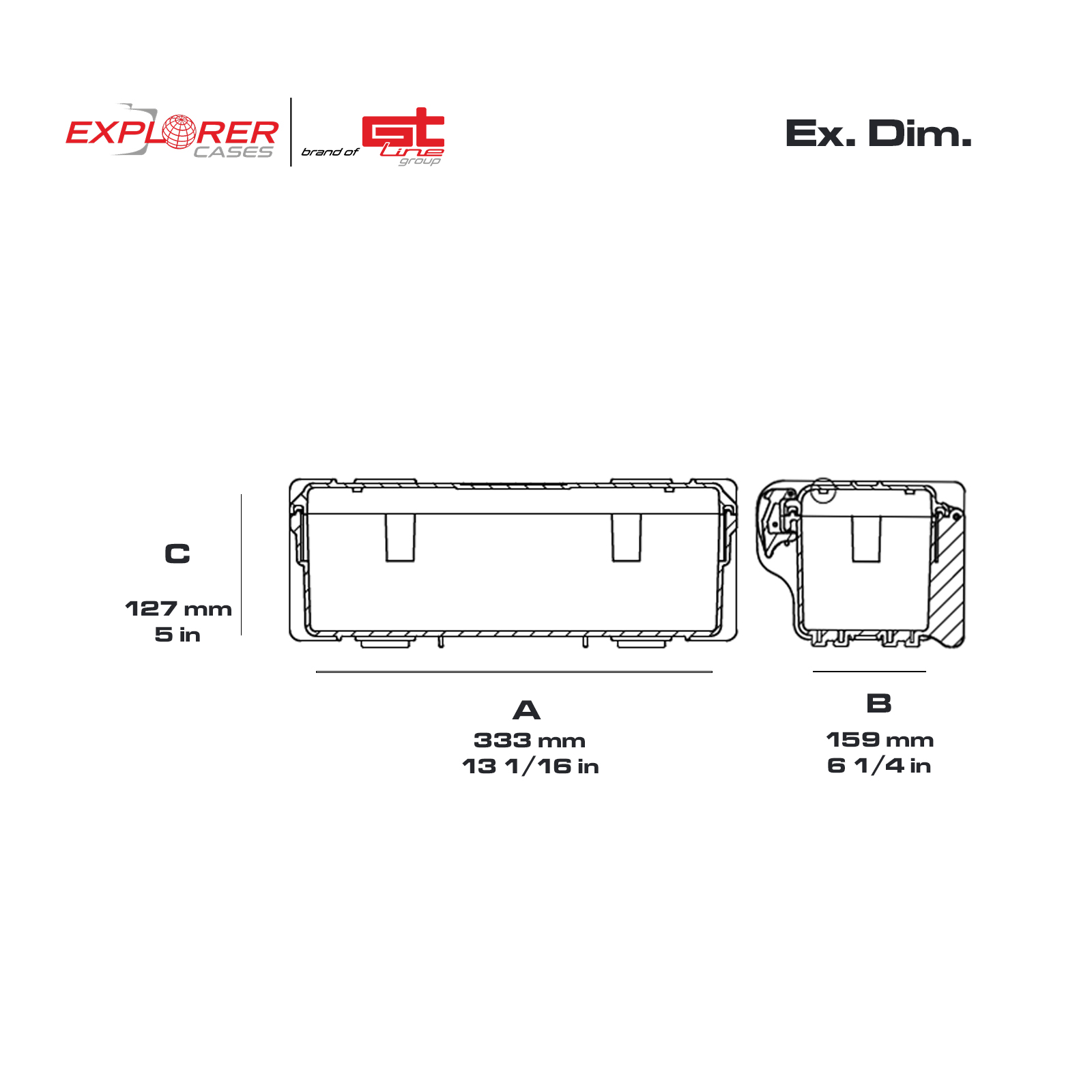 Explorer 3110HLB black legacy waterproof case dimensions