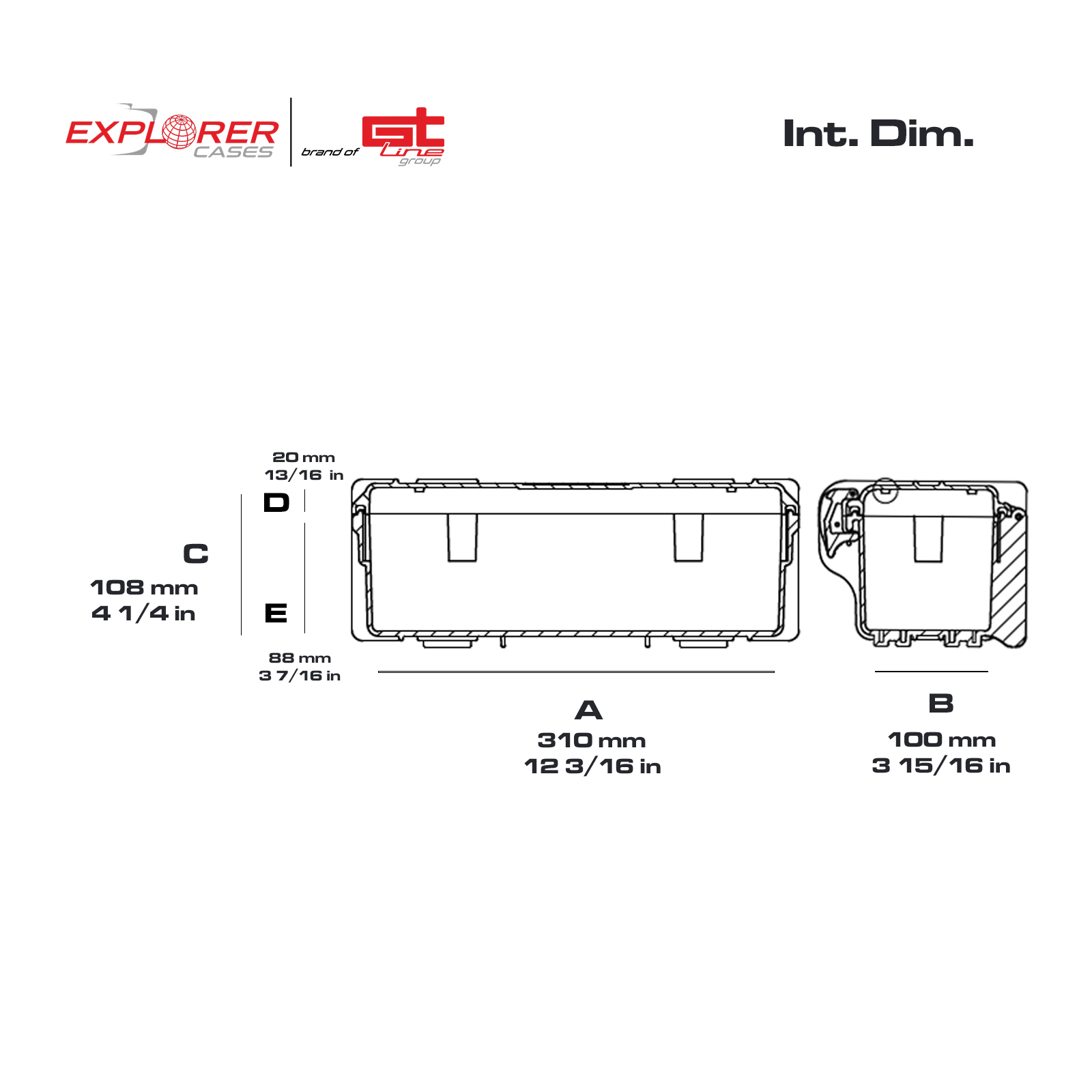 Explorer 3110HLB black legacy waterproof case dimensions
